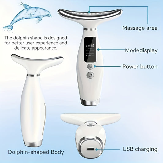 Rechargeable 7-Mode Facial & Neck Massager – Heated USB Skincare Device