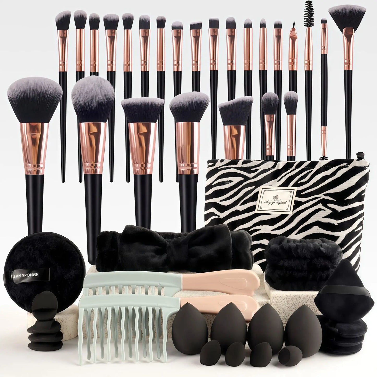 Chic Fragrance Makeup Brush Set Travel Cosmetic Bag Kit