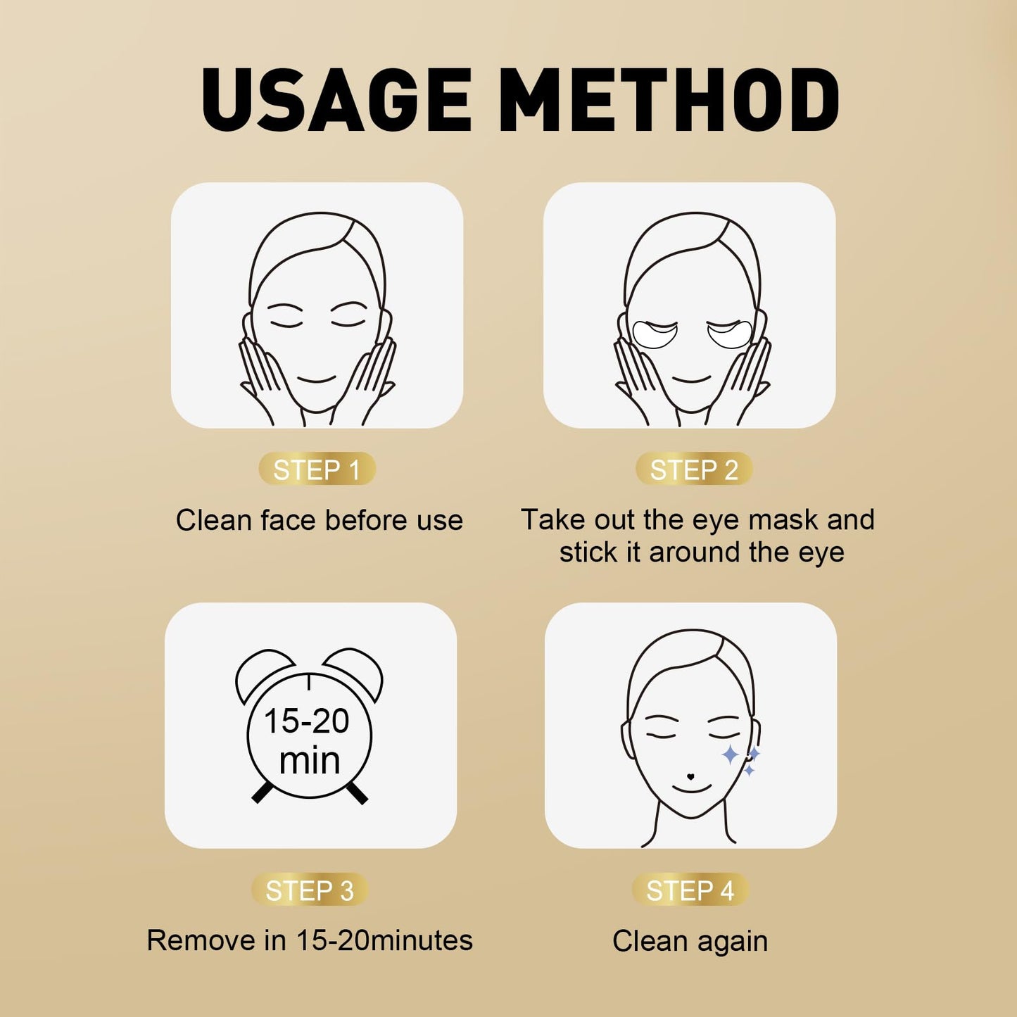 24K Gold Under Eye Patches for Dark Circles & Puffiness - 100 Pairs