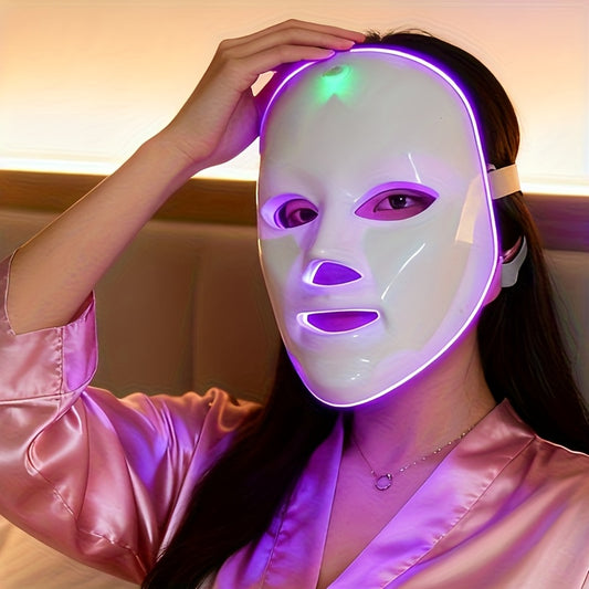 7-Color LED Facial Mask – USB Rechargeable Face & Neck Beauty Care Device