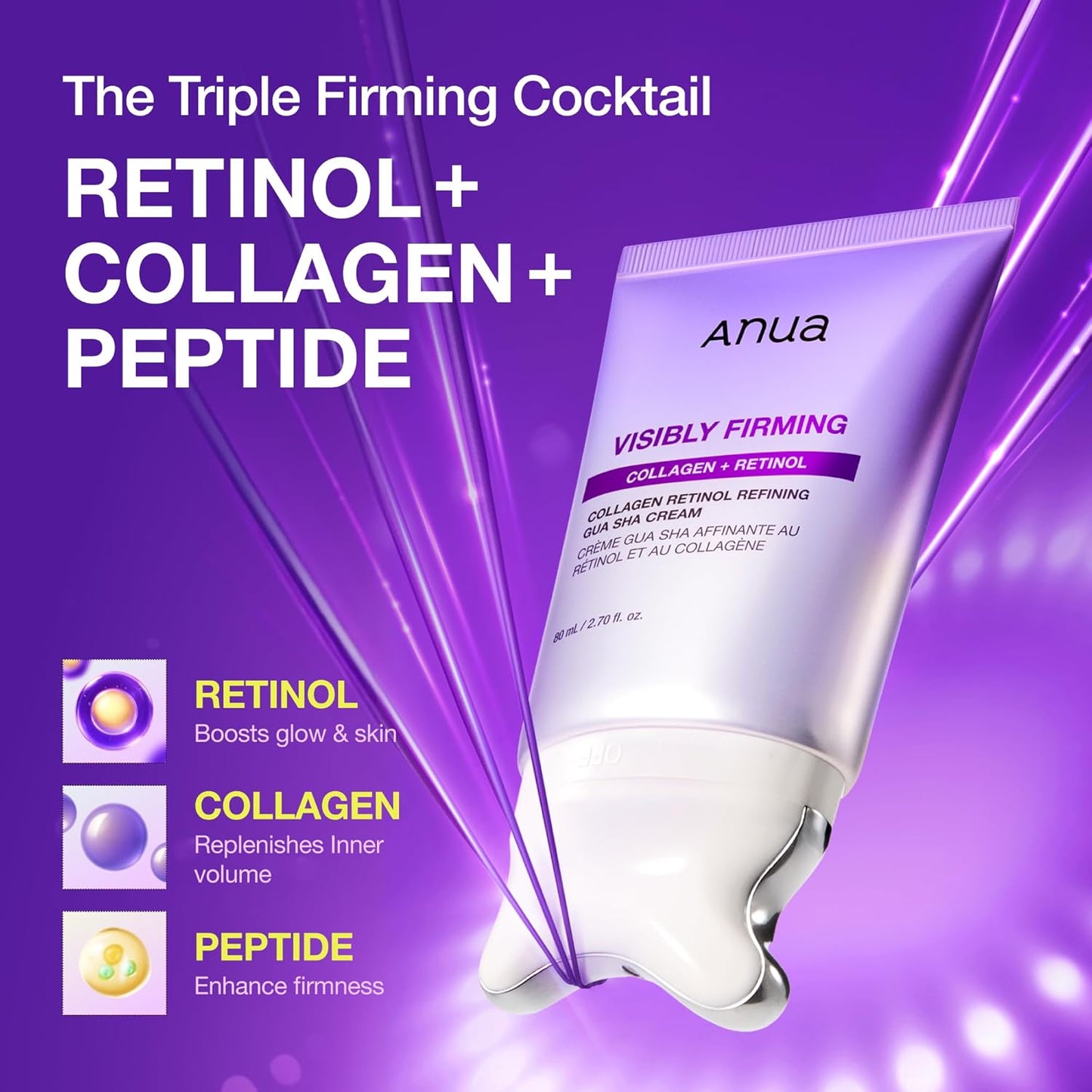 ANUA Retinol Collagen Neck & Face Firming Cream – Gua Sha Moisturizer 2.7oz