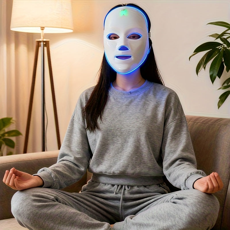 7-Color LED Facial Mask – USB Rechargeable Face & Neck Beauty Care Device