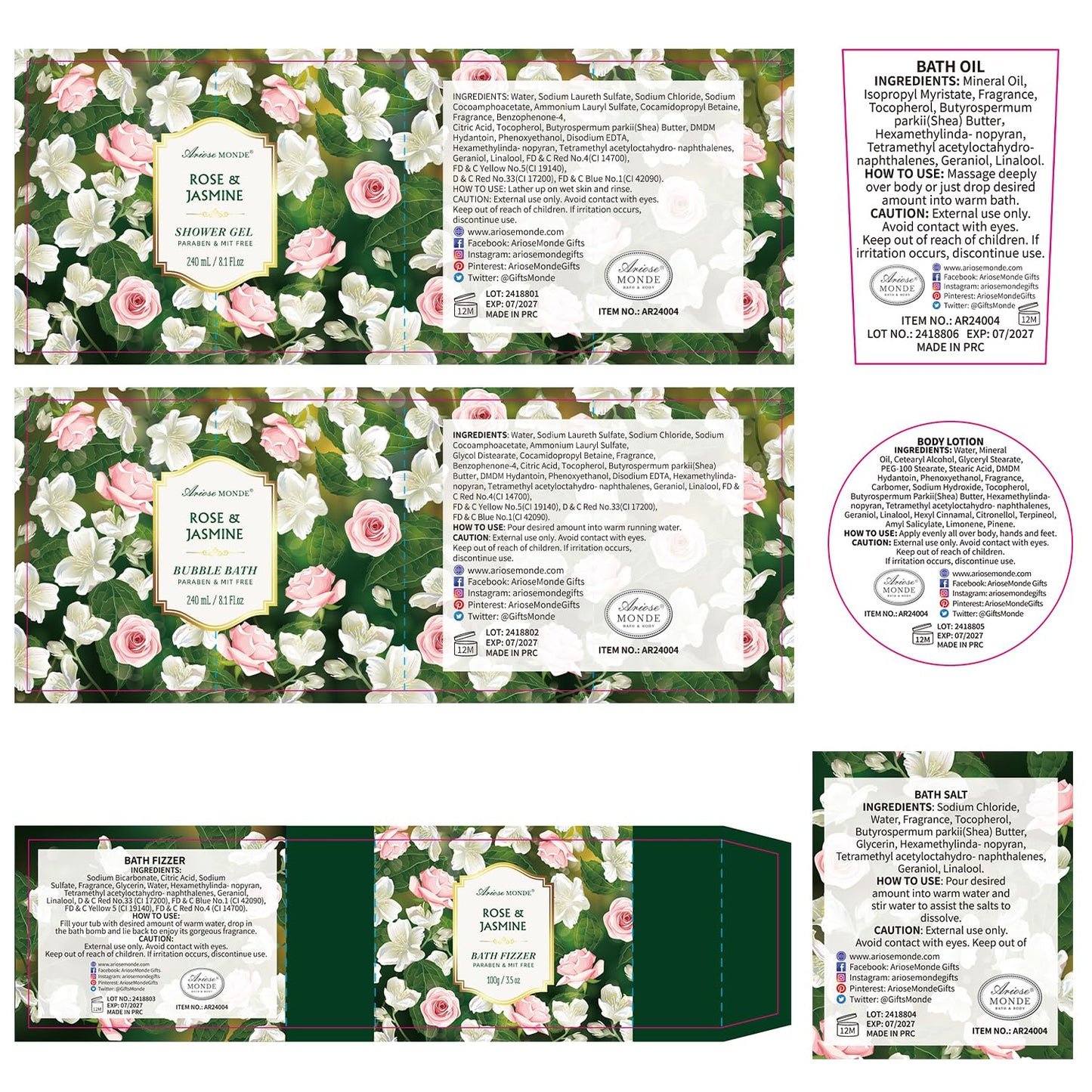 Rose Jasmine Spa Gift Set for Women