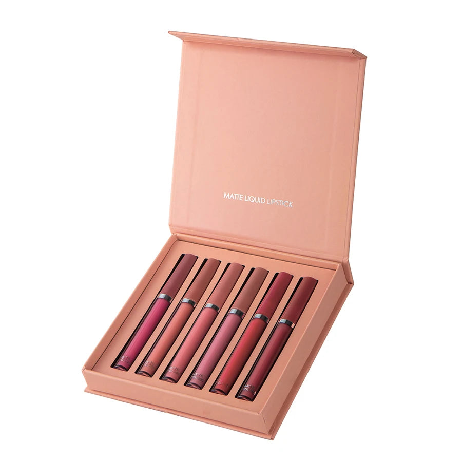 6 Color Matte Lip Gloss Set – Waterproof Long Lasting Moisturizing Lipstick Gift Box