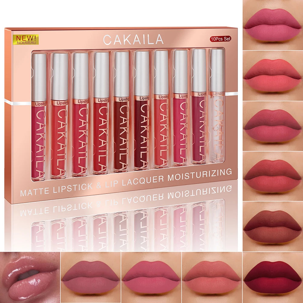 10PCS Matte Lipstick Set – Long Lasting Waterproof Velvet Lip Gloss Kit