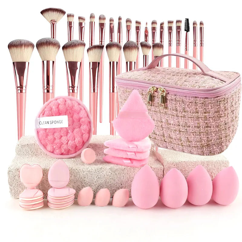 Chic Fragrance Makeup Brush Set Travel Cosmetic Bag Kit