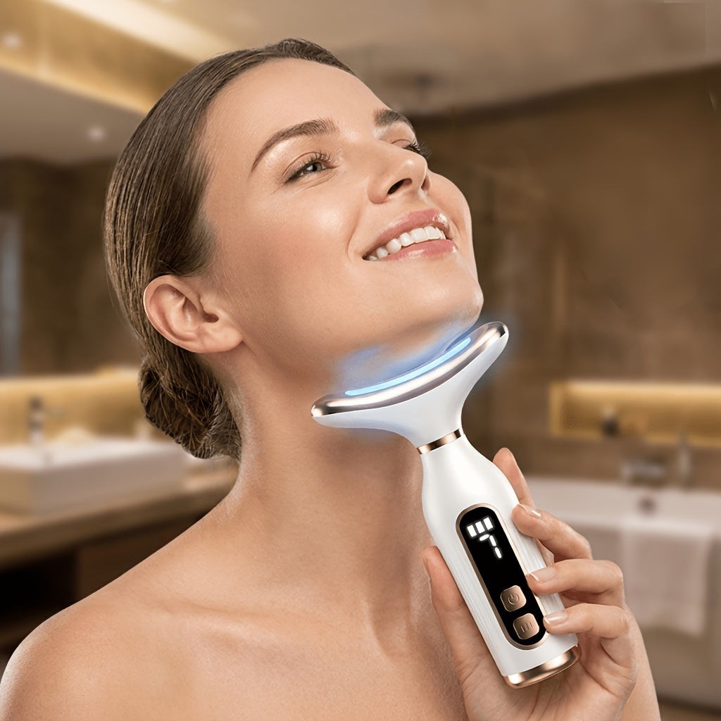 LED Facial & Neck Massager – 7 Modes USB Rechargeable Face Sculpting Device