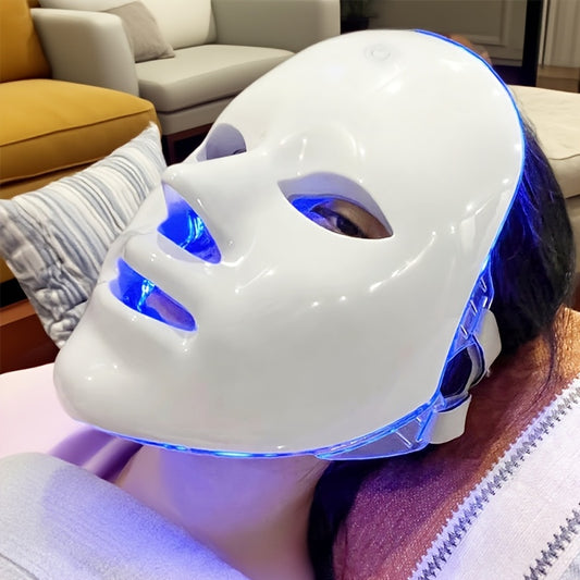 7-Color LED Facial Mask – USB Rechargeable Face & Neck Beauty Care Device