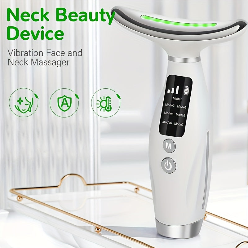 Rechargeable 7-Mode Facial & Neck Massager – Heated USB Skincare Device