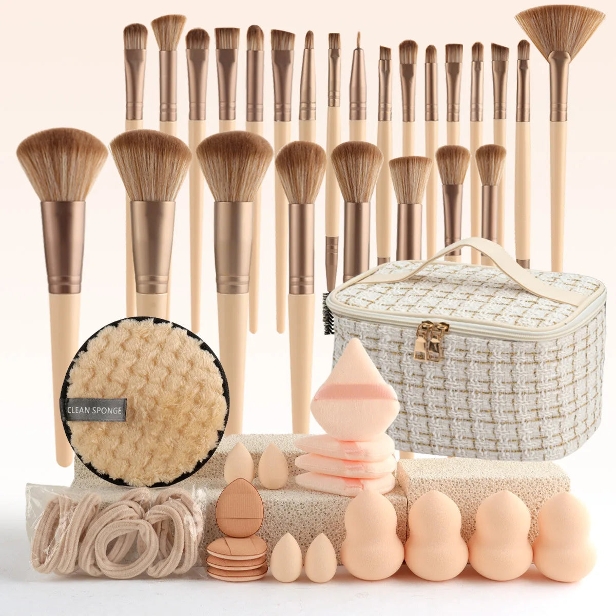 Chic Fragrance Makeup Brush Set Travel Cosmetic Bag Kit